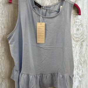Light Blue Ruffle Hem Tank Top & Pants Set
